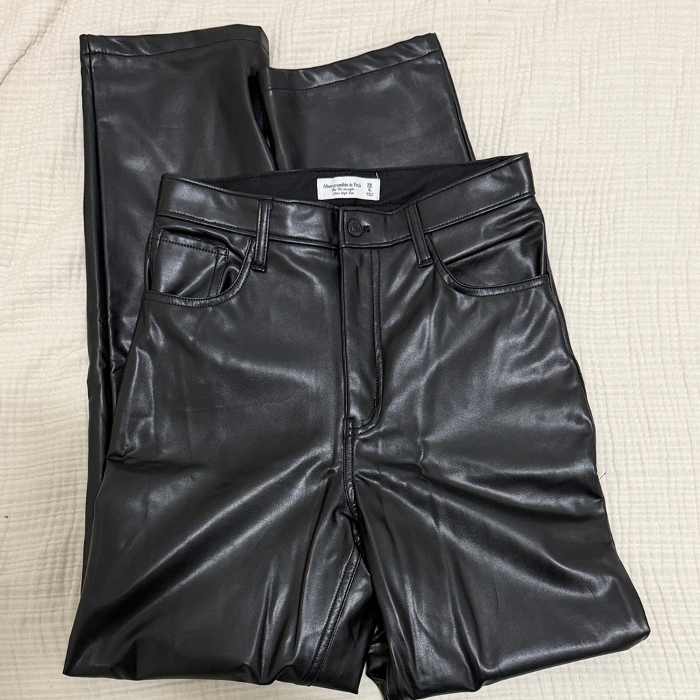 Abercrombie & Fitch Charcoal Faux Leather Trousers